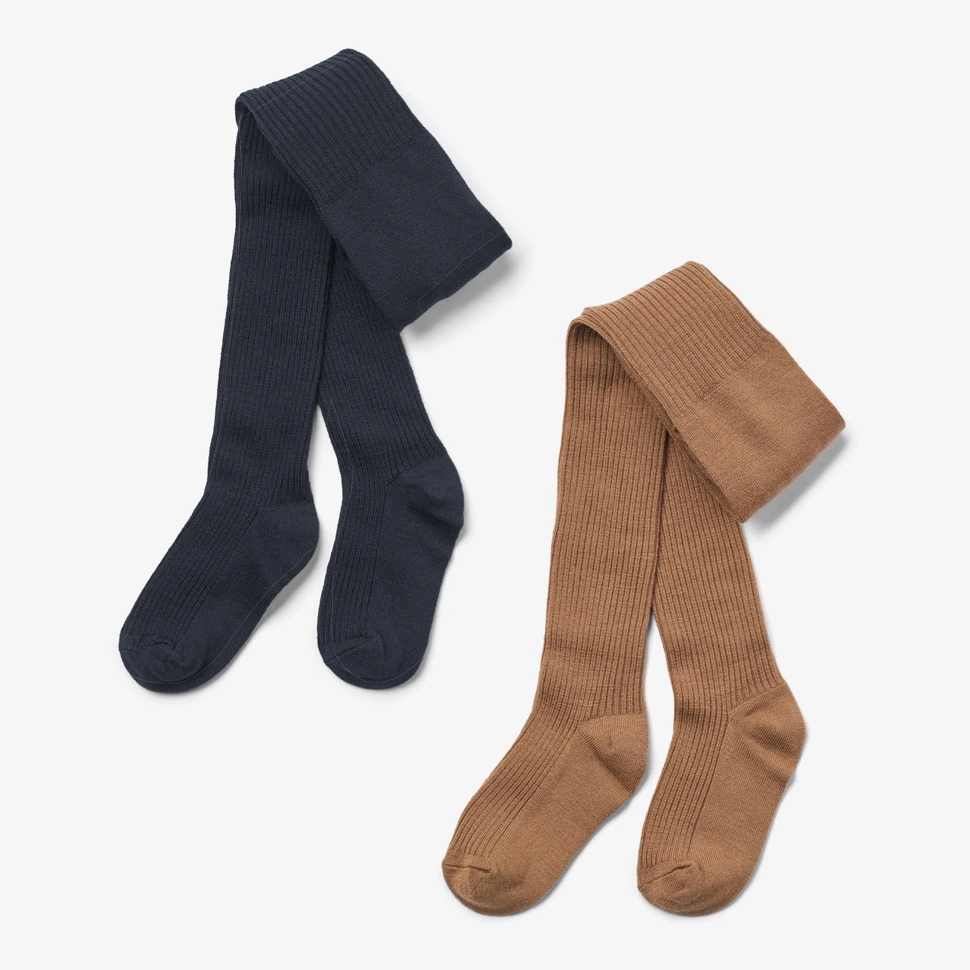 2 pk Wool Rib Tights Robin - navy