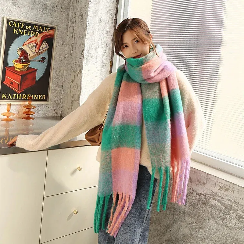 2023 New Winter Cashmere Scarf Women Design Warm Pashmina Blanket long tassel Scarves Female Shawl Wraps Thick Foulard Bufanda