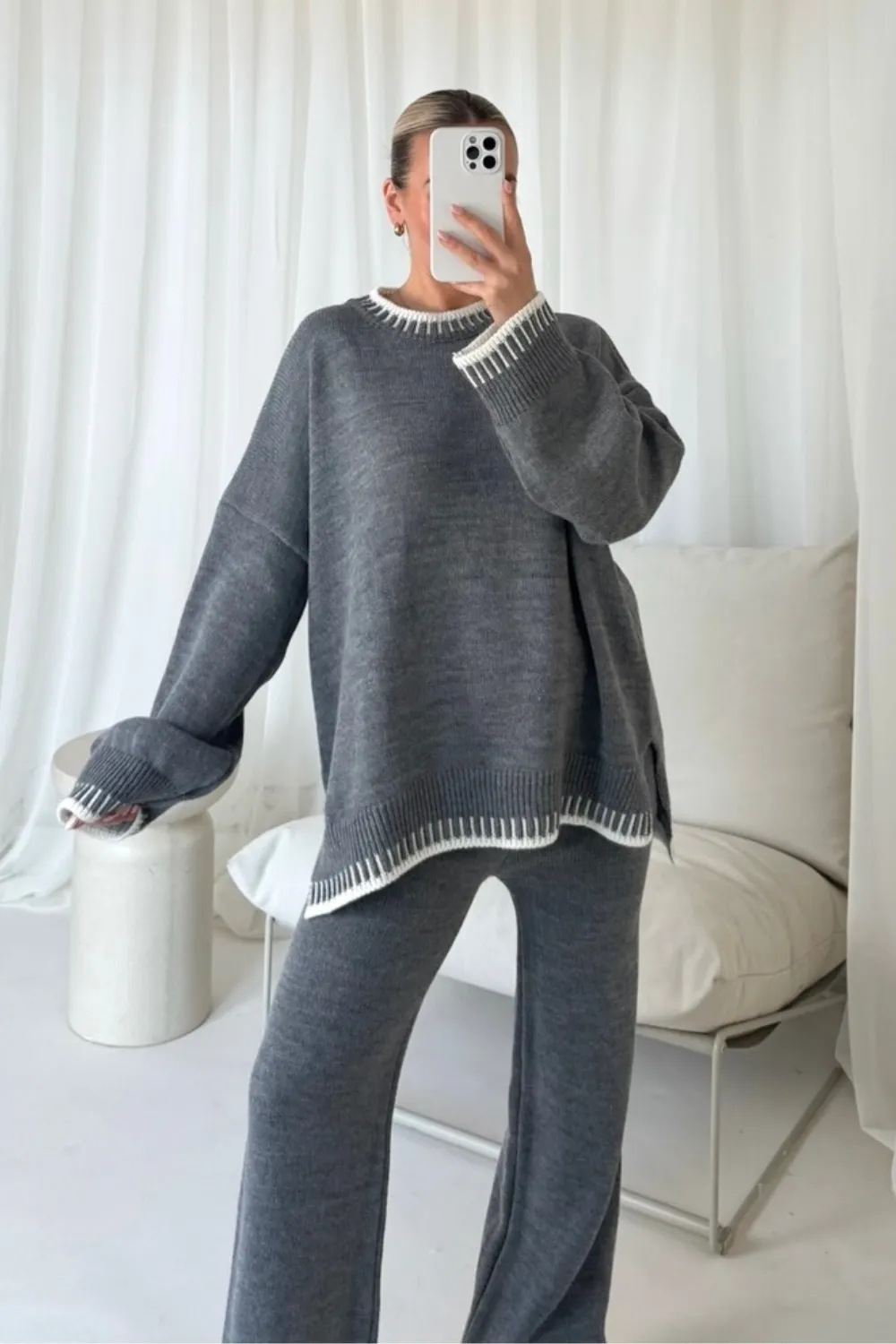 Addison grey knitted jumper and trousers