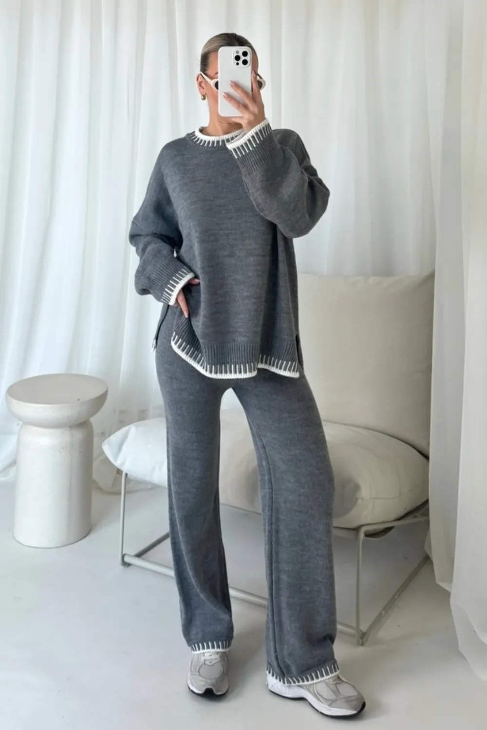 Addison grey knitted jumper and trousers