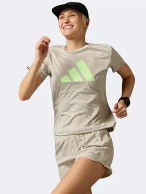 Adidas Run It Women Running T-Shirt Putty Grey