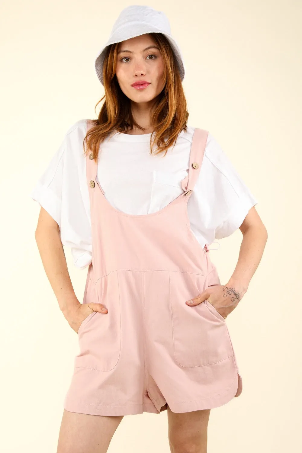 Adjustable Waist Suspender Overalls with Pockets