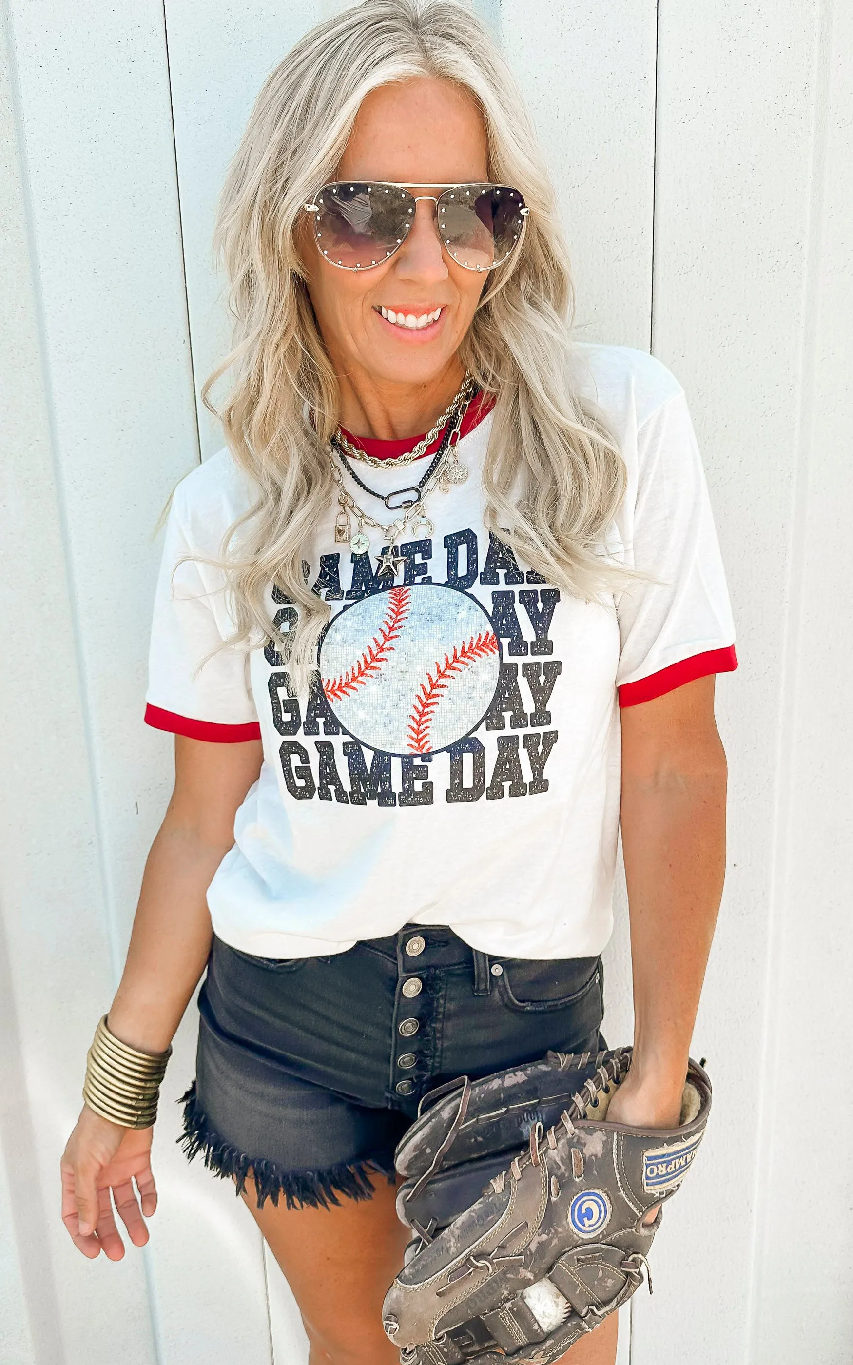 Baseball Game Day Ringer Graphic T-shirt