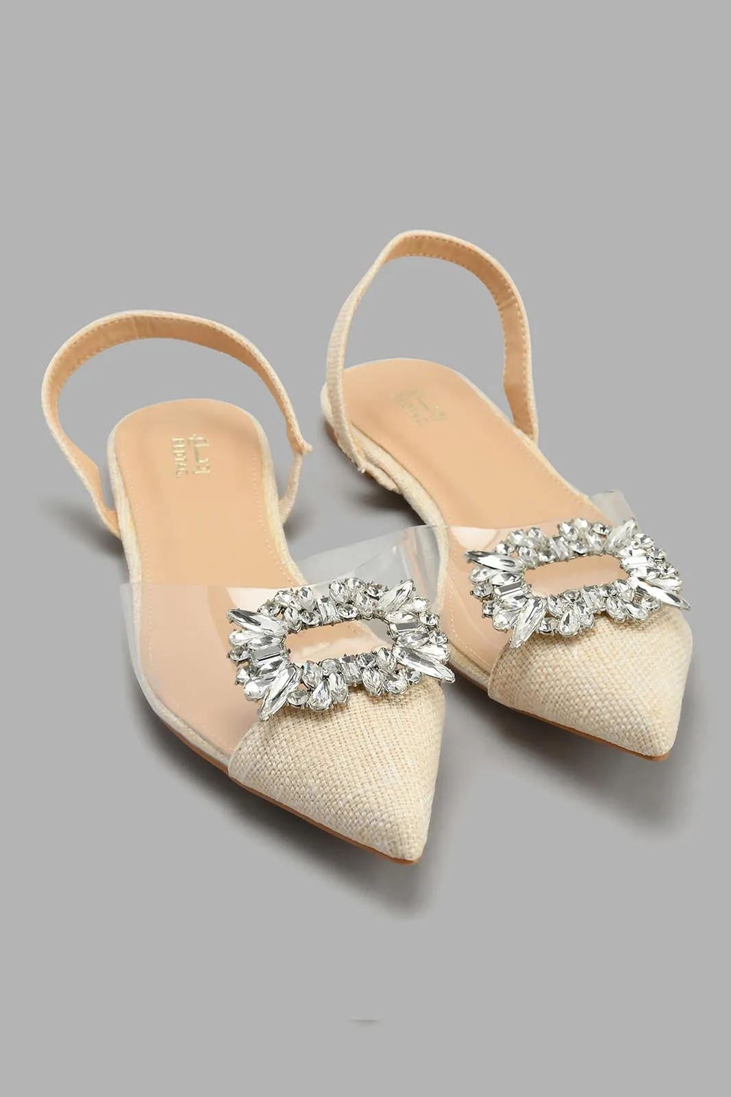 Beige Slingback With Embellishment