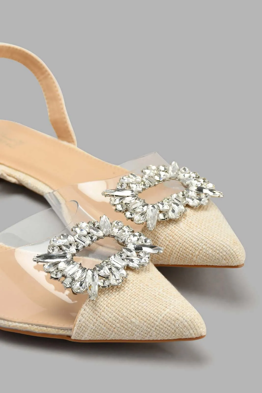 Beige Slingback With Embellishment