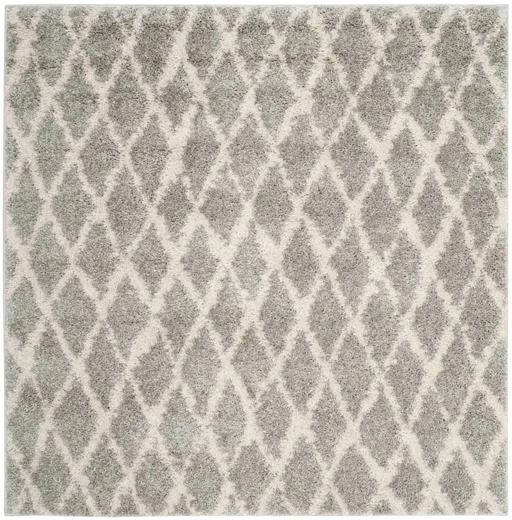 Berber Diamond Shag Light Gray/Cream Area Rug