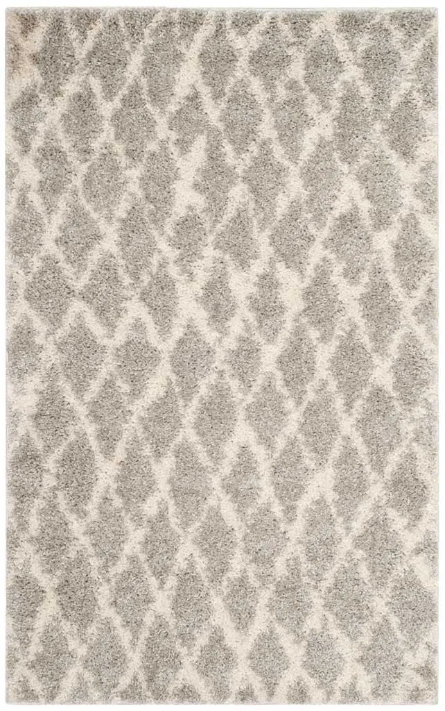 Berber Diamond Shag Light Gray/Cream Area Rug