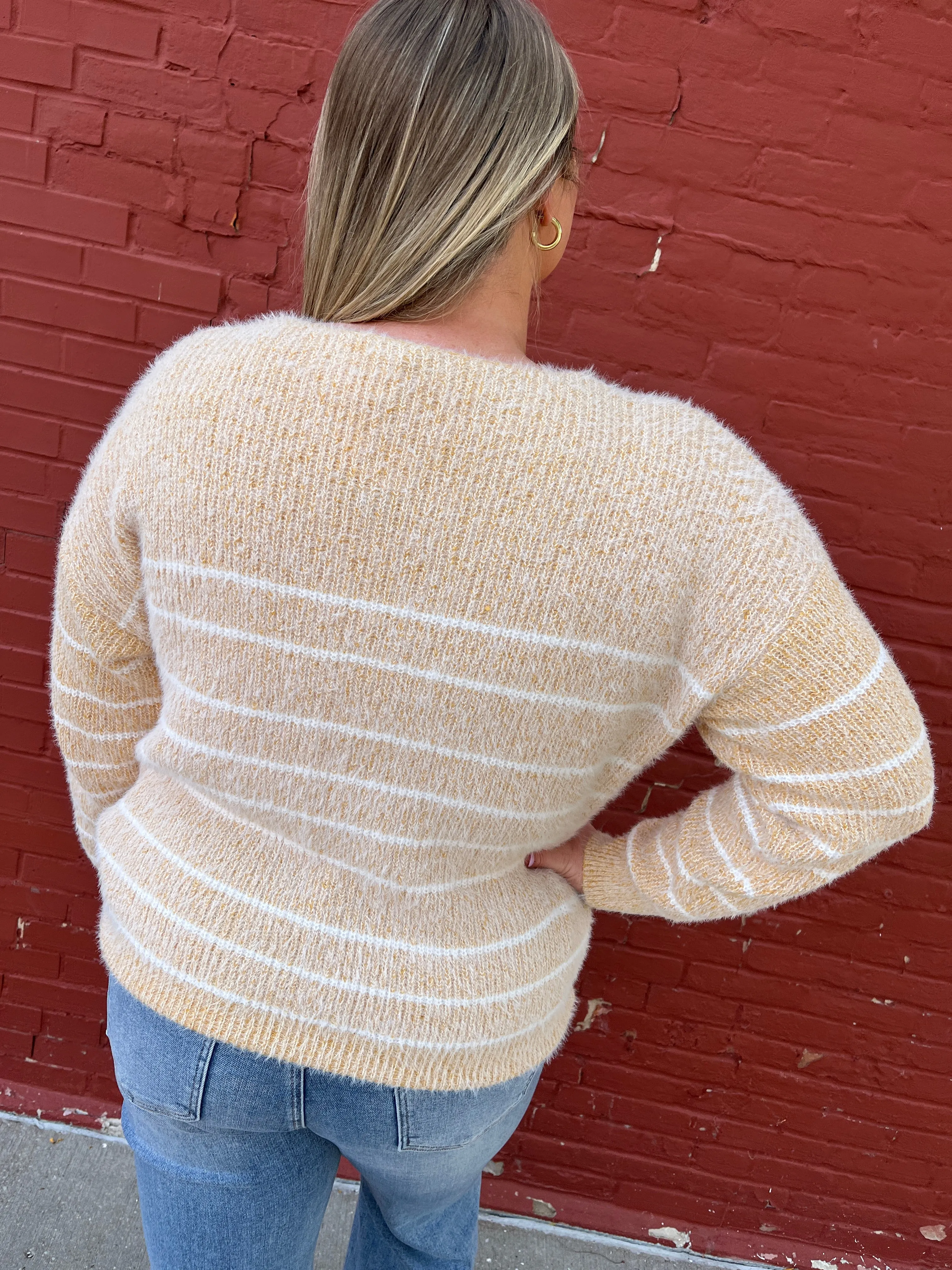 Cozy Striped Mustard Sweater