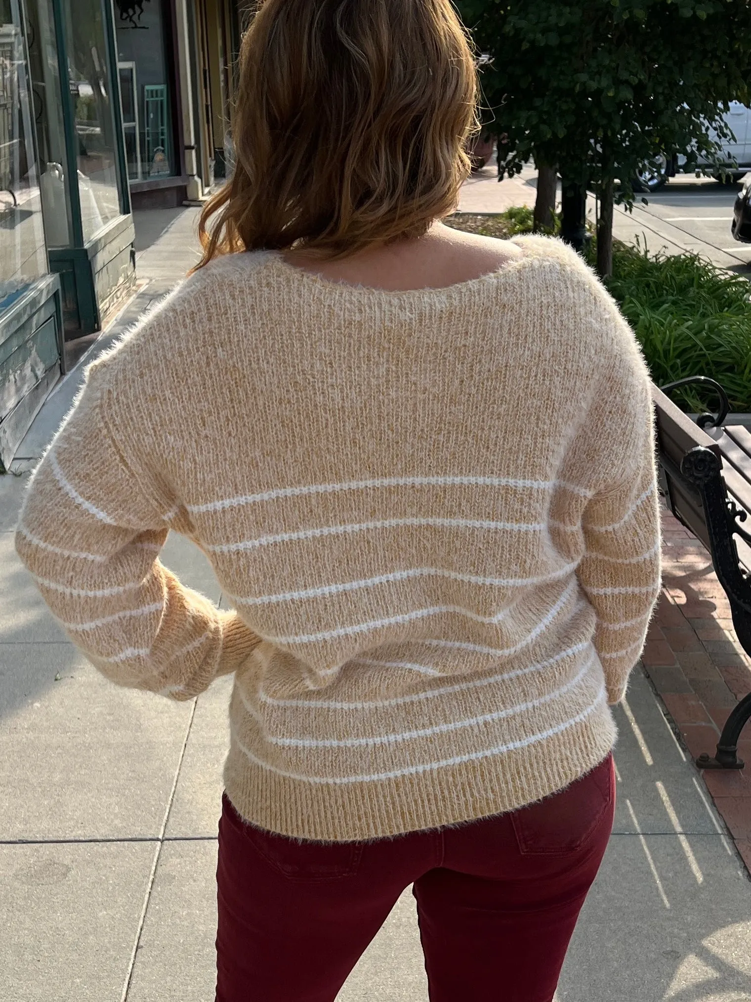 Cozy Striped Mustard Sweater