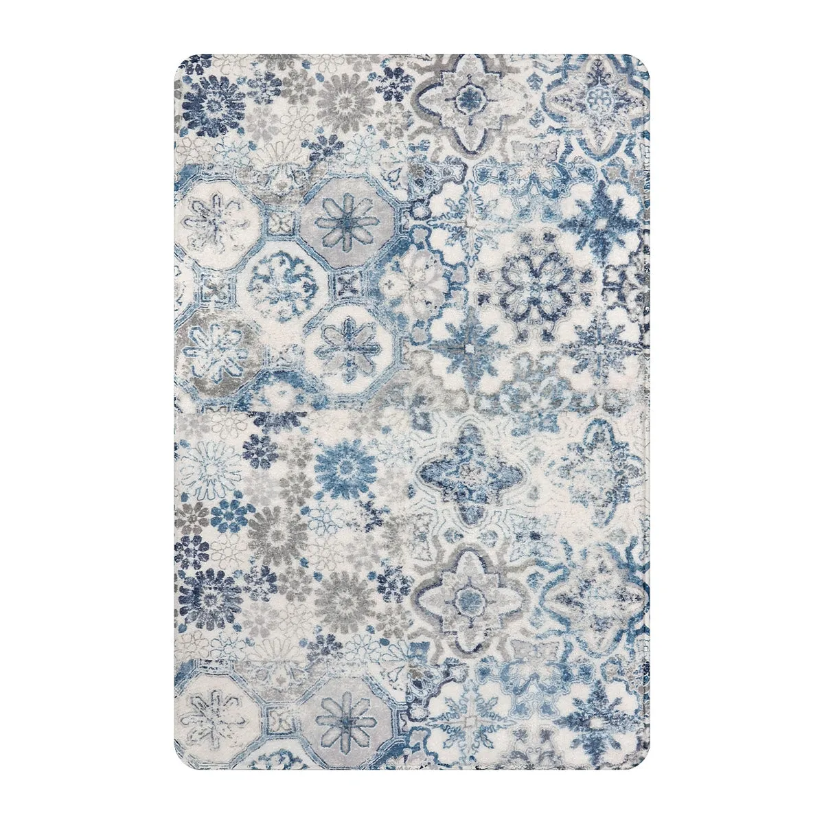 Daphne Small Boho Colorful Floral Medallion Blue/Grey Area Rug