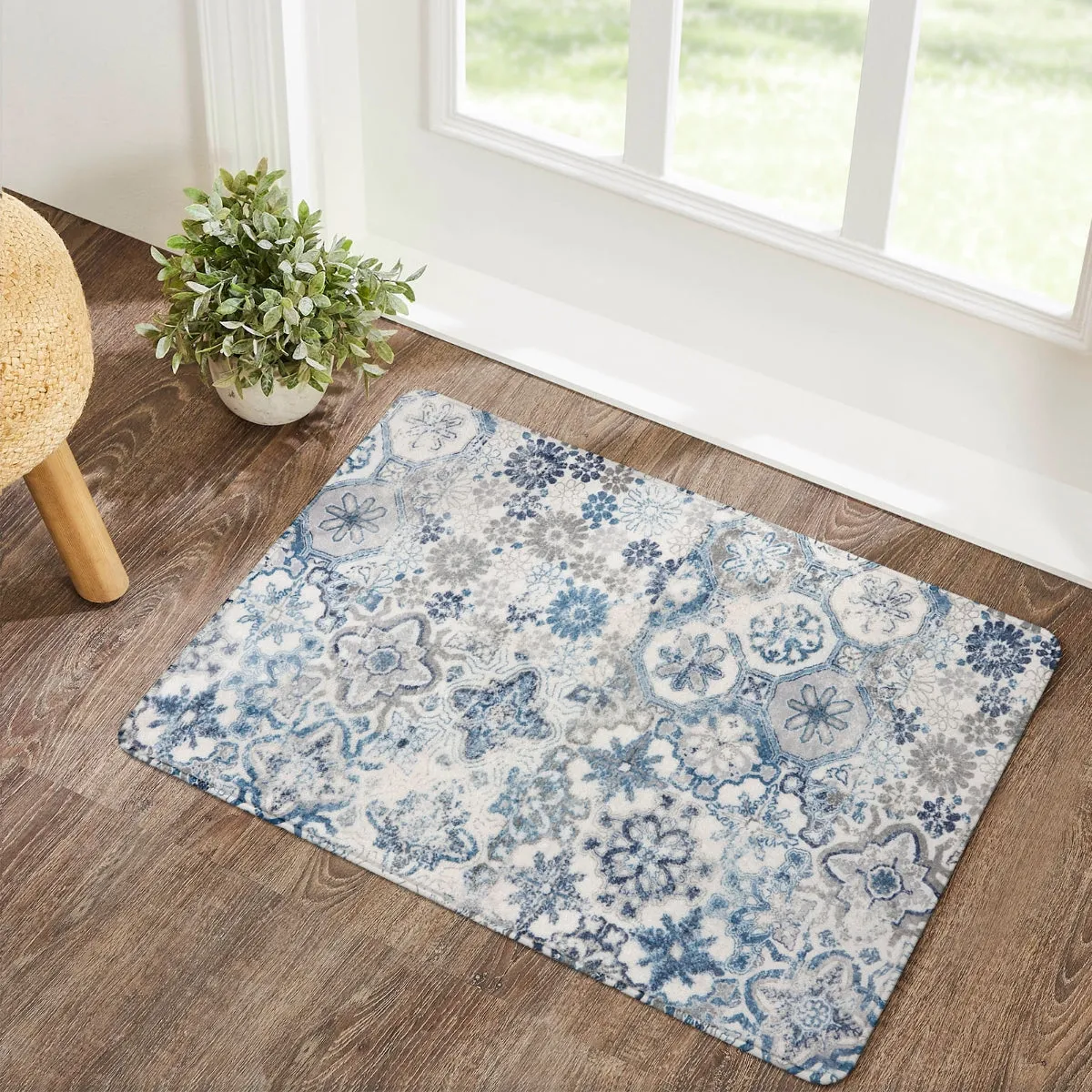 Daphne Small Boho Colorful Floral Medallion Blue/Grey Area Rug