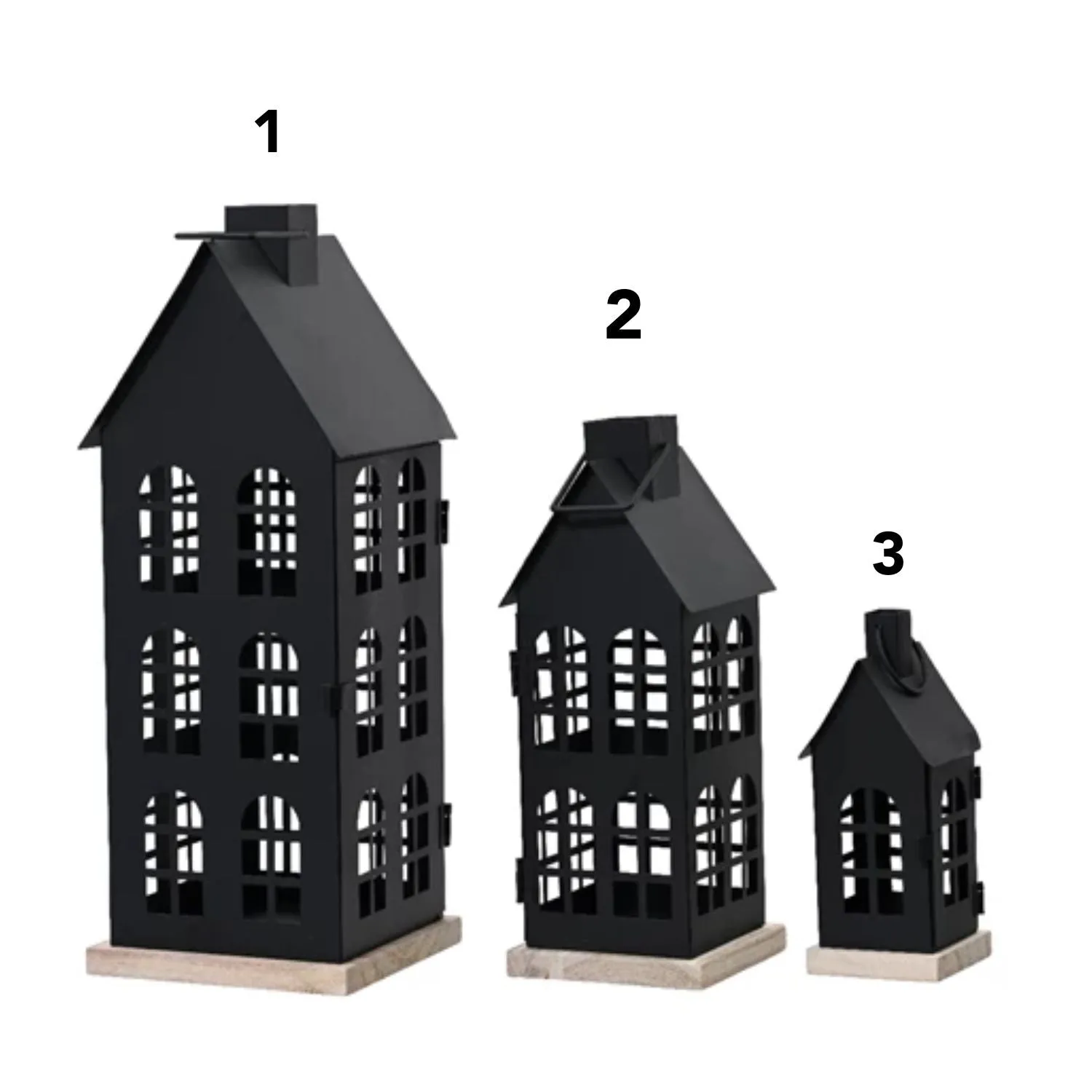 Decoris Black Lantern Iron House Candle Holder Choice 2