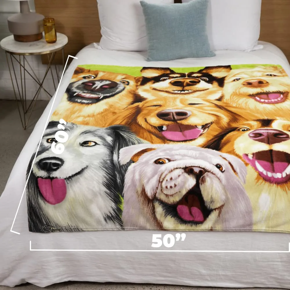 Dogs Selfie Super Soft Plush Fleece Throw Blanket