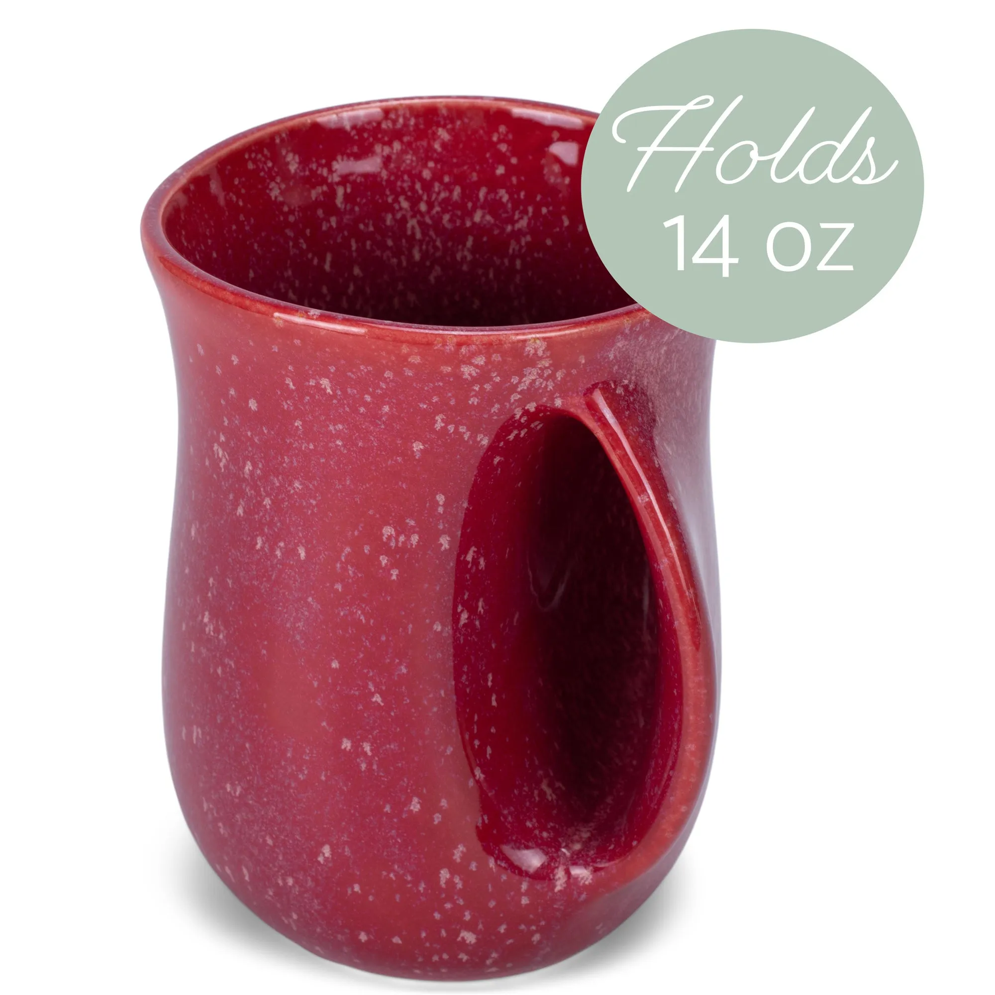 Elanze Designs Reactive 14 ounce Ceramic Handwarmer Mug, Maraschino Red