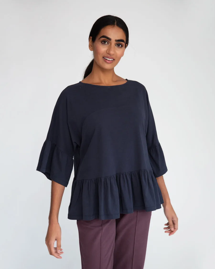 Ellice Organic Cotton Top In Navy