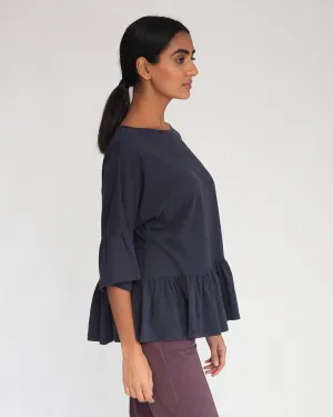 Ellice Organic Cotton Top In Navy