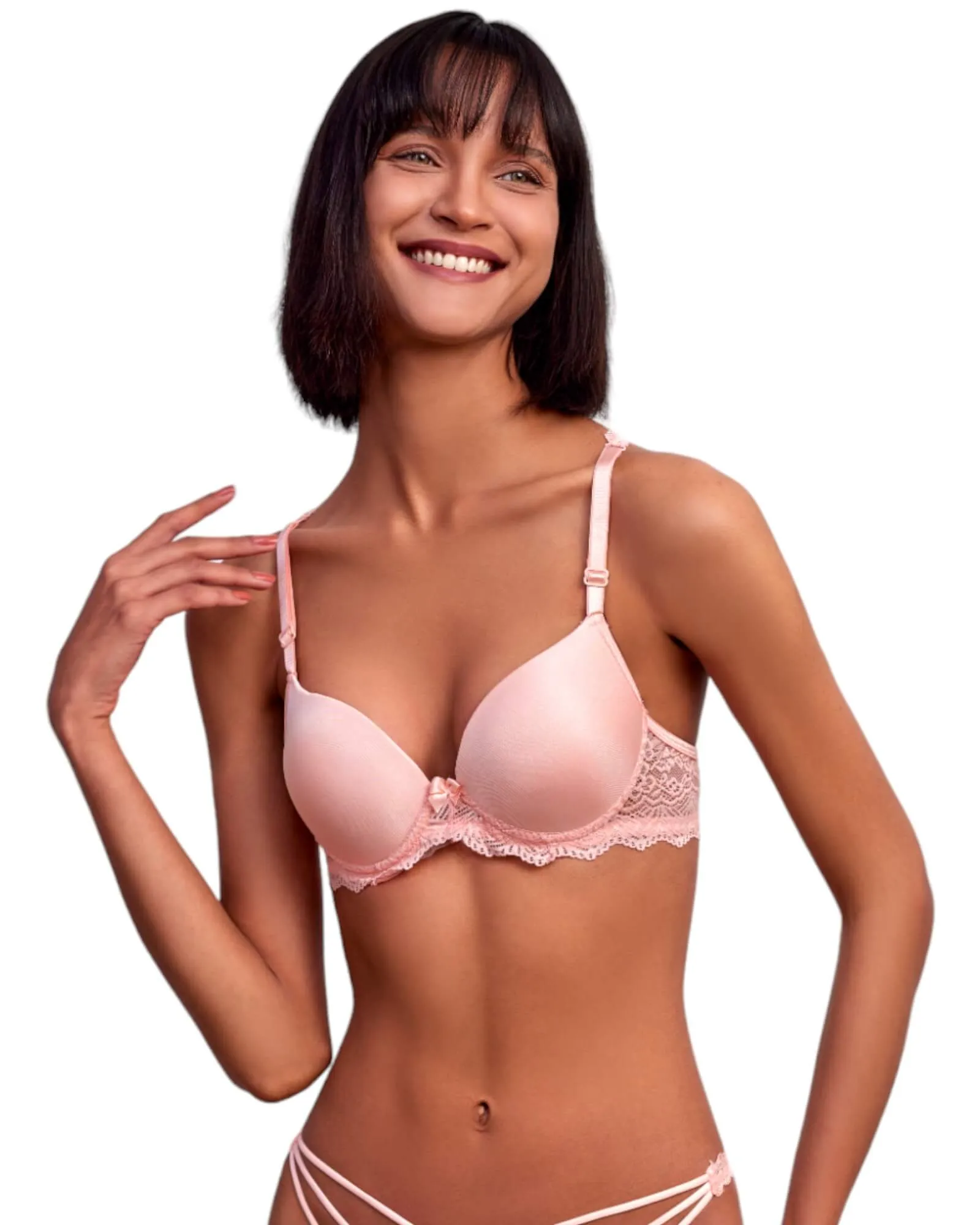 Feminine and Flattering Triple Pad Push-Up Bra with Lace Back