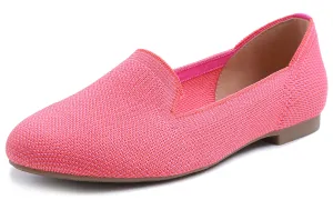 Feversole Women's Woven Fashion Breathable Knit Flat Shoes Coral Mixed Loafer