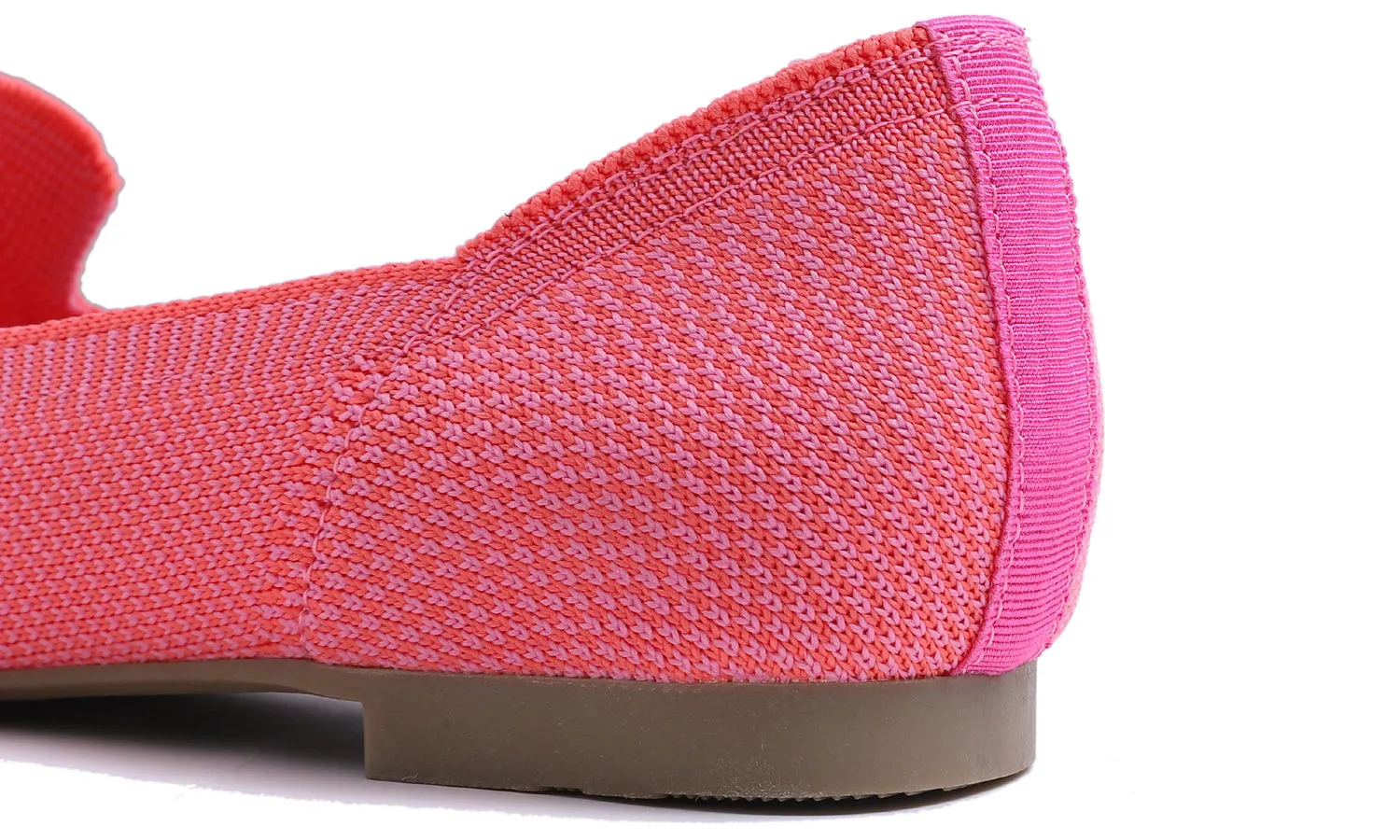 Feversole Women's Woven Fashion Breathable Knit Flat Shoes Coral Mixed Loafer