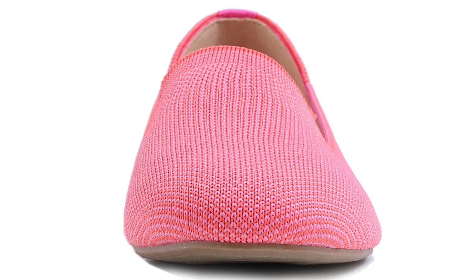 Feversole Women's Woven Fashion Breathable Knit Flat Shoes Coral Mixed Loafer