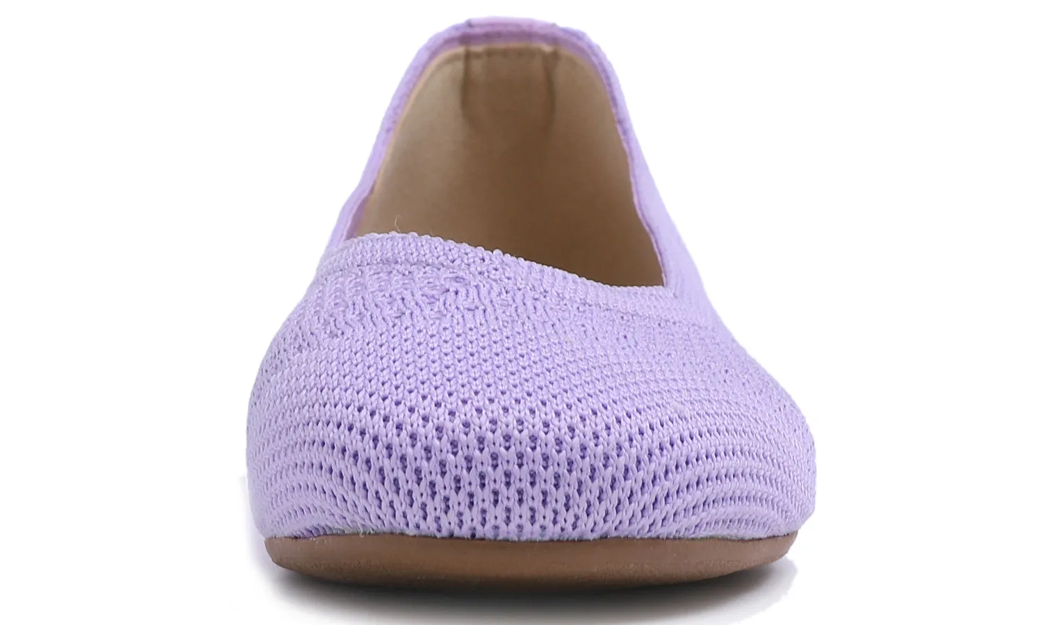 Feversole Women's Woven Fashion Breathable Knit Flat Shoes Lavender Purple Ballet