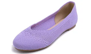 Feversole Women's Woven Fashion Breathable Knit Flat Shoes Lavender Purple Ballet