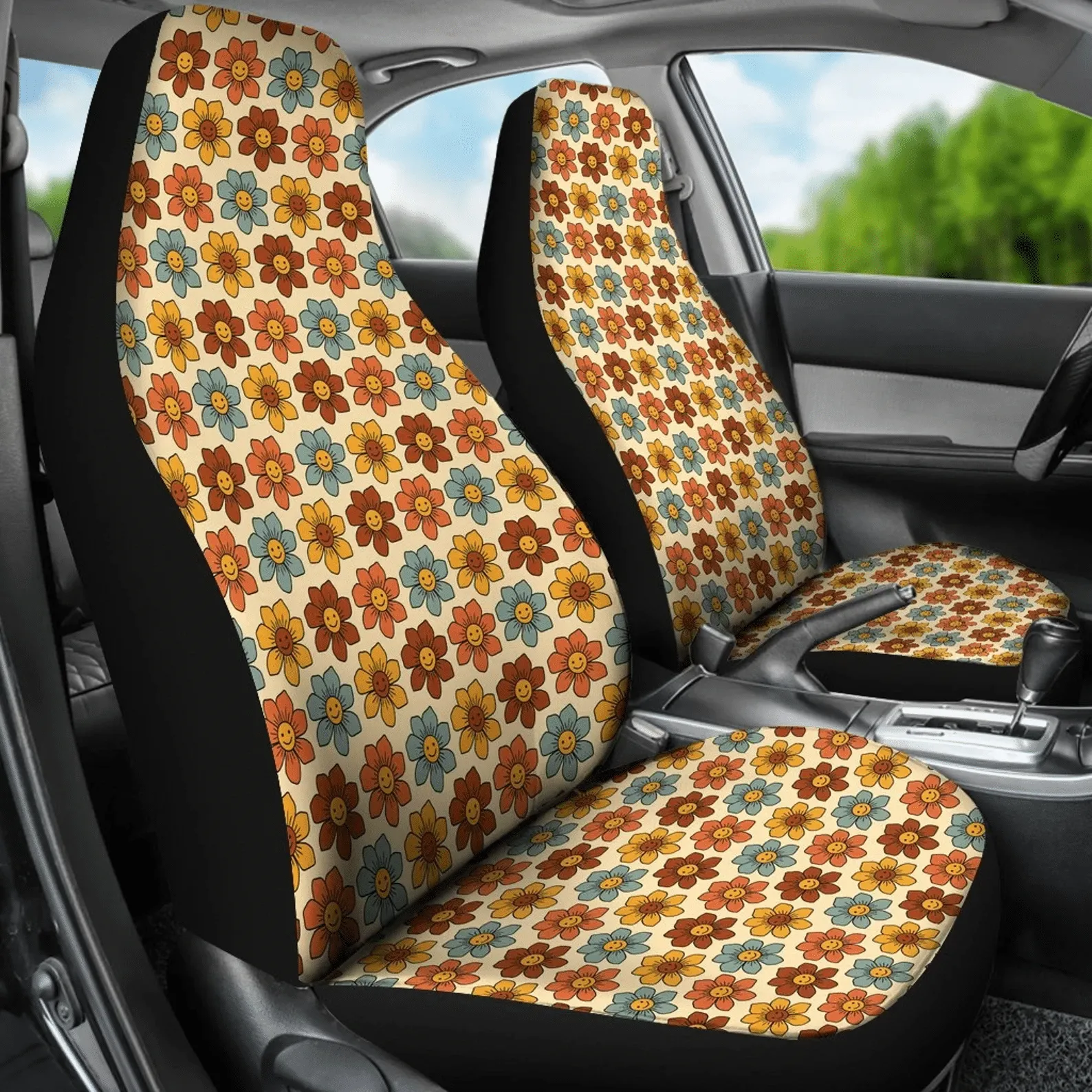 Flower Power Car Seat Covers, Retro Car Seat Covers, Retro Car Accessories