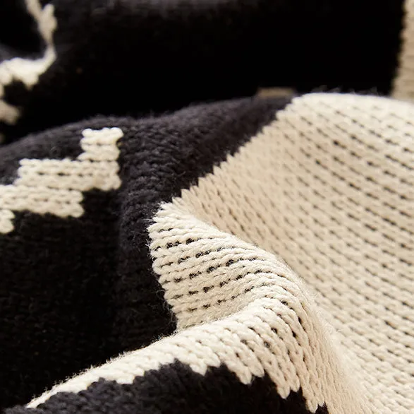 Geometric Patterned Knitted Throw