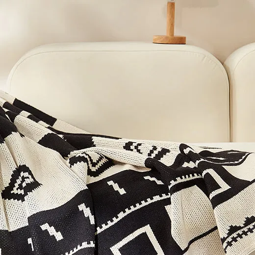 Geometric Patterned Knitted Throw