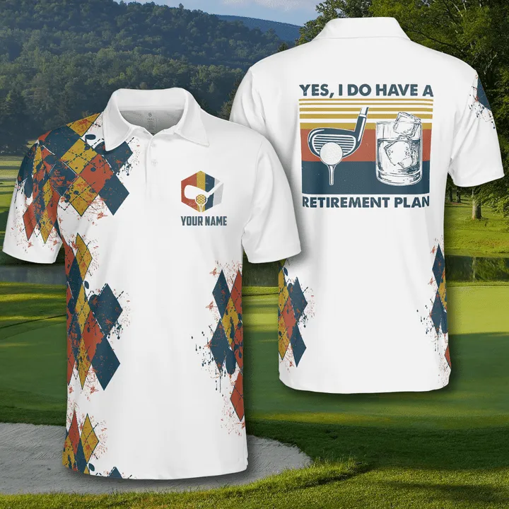 Golf Retro Yes I Do I Have A Retirement Plan Polo Shirt For Men, Personalized Shirt For Golf Lover