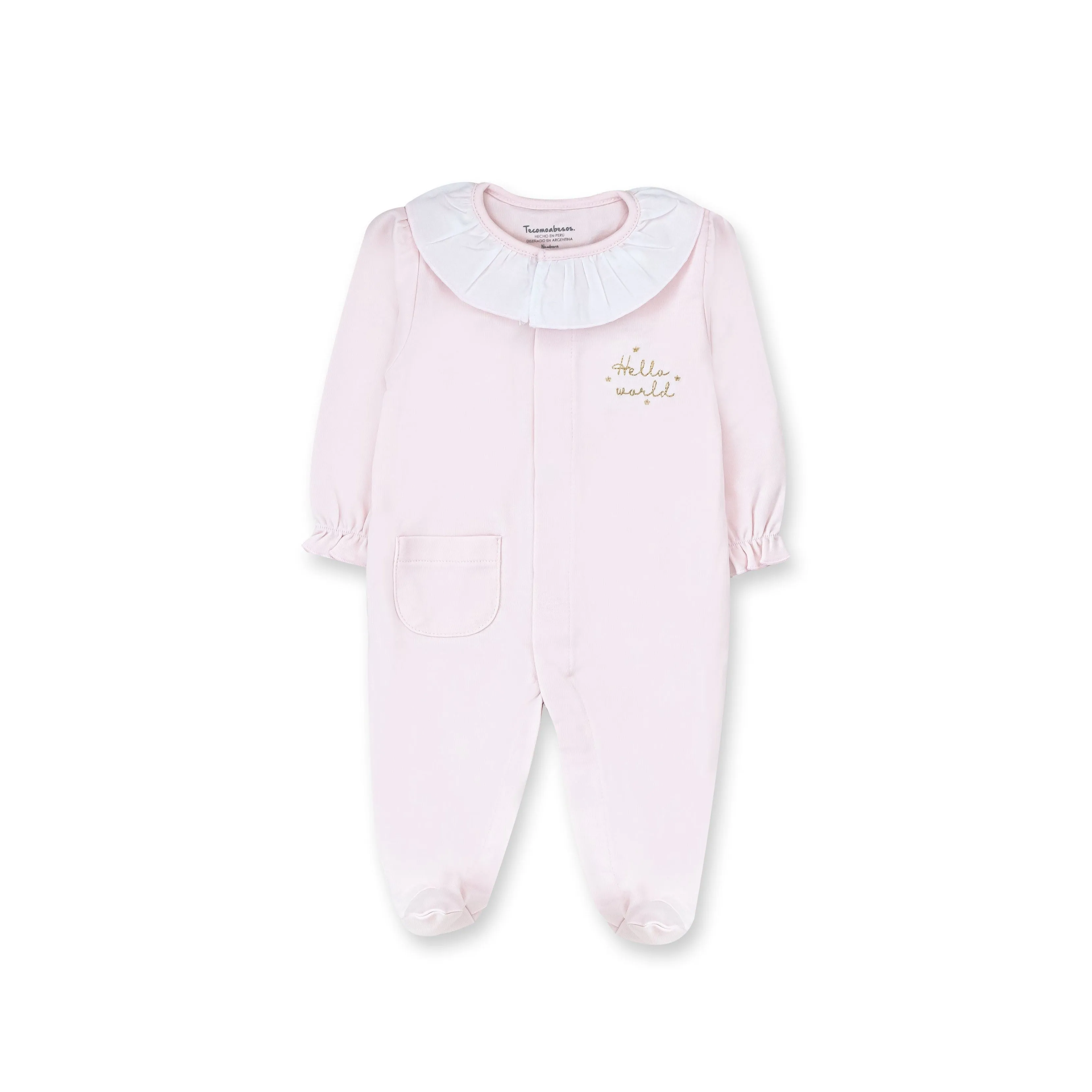 Hello World Pima Cotton Playsuit, Pink