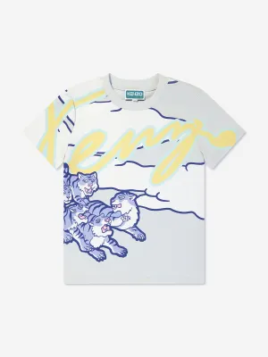 KENZO Boys Organic Cotton Tigers T-Shirt in Blue