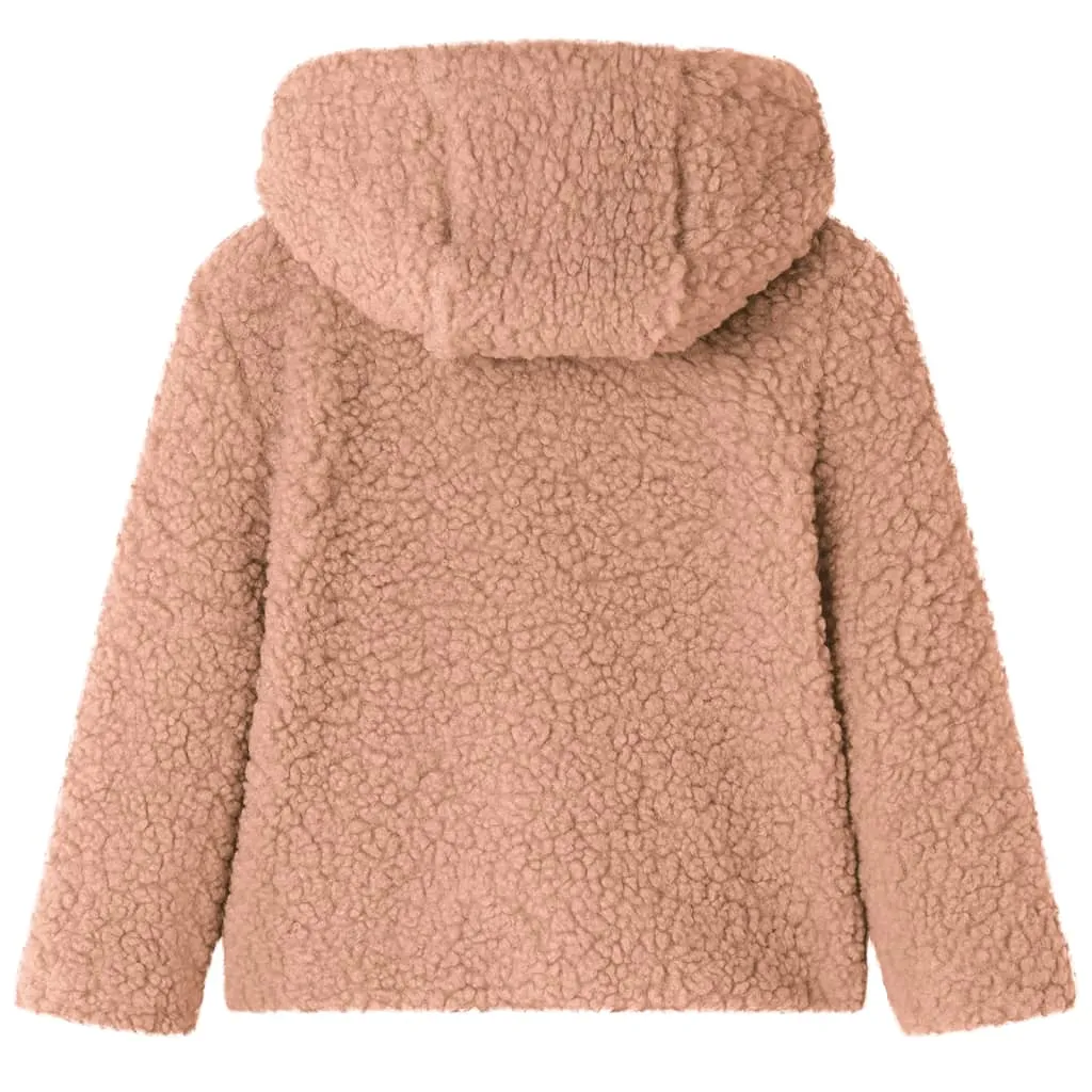 Kids' Hooded Jacket Teddy Faux Fur in Light Cognac - Warm & Stylish - Size 140 (Ages 9-10)