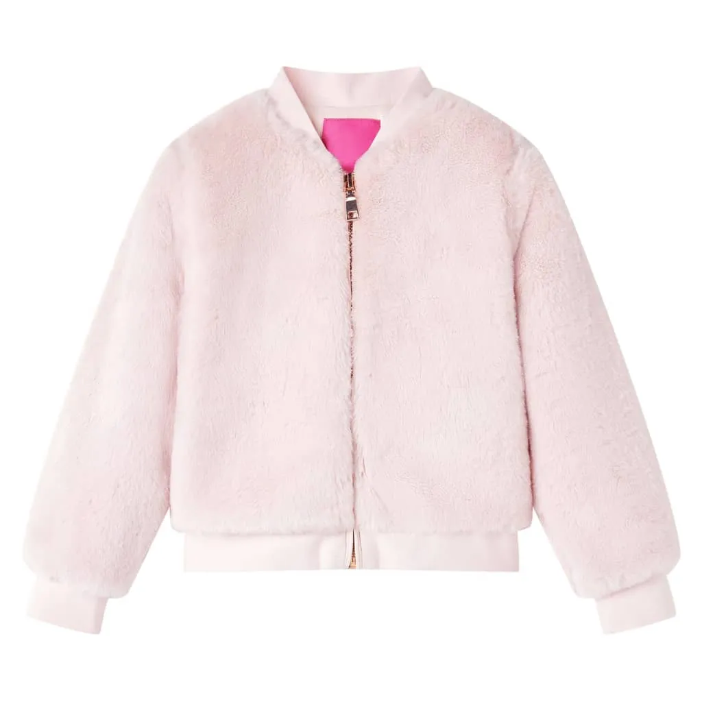 Kids' Soft Pink Faux Fur Jacket - Warm & Cozy Winter Wear for Ages 5-6 | Size 116