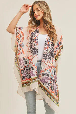 Kimono Bohemian Beige/coral