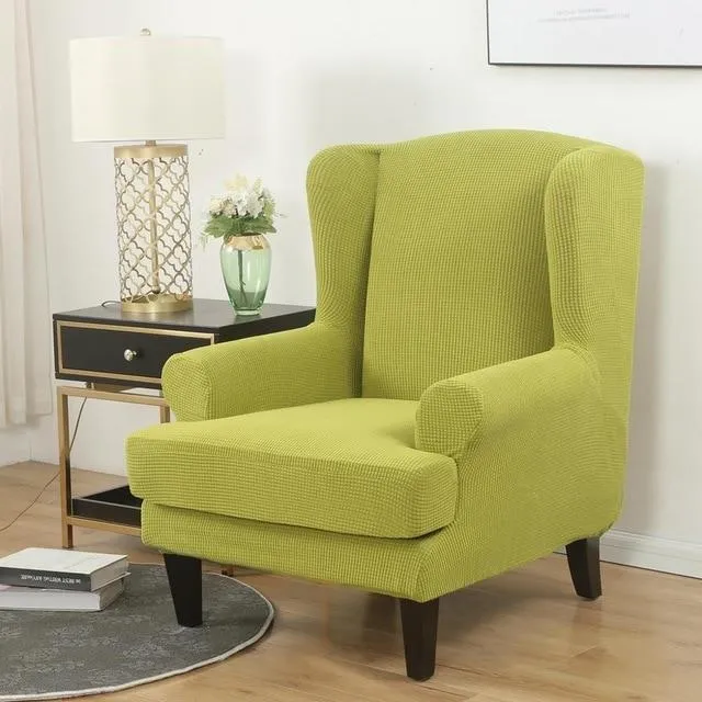 Lime Green Jacquard Wingback Chair Covers