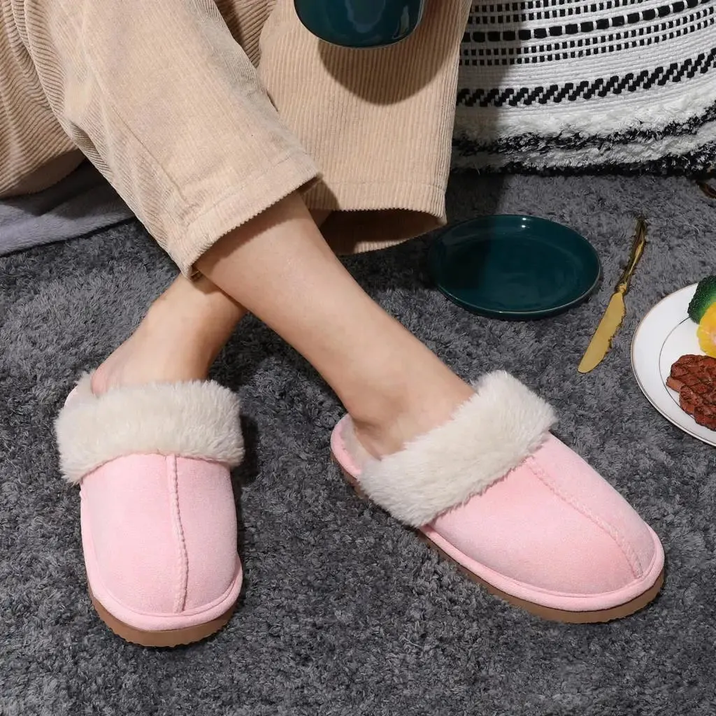 Litfun Winter Fur Slippers Women Men 2023 Home Suede Mules Short Plush Slippers New Fashion Indoor Warm Cozy Fuzzy Flats Slides