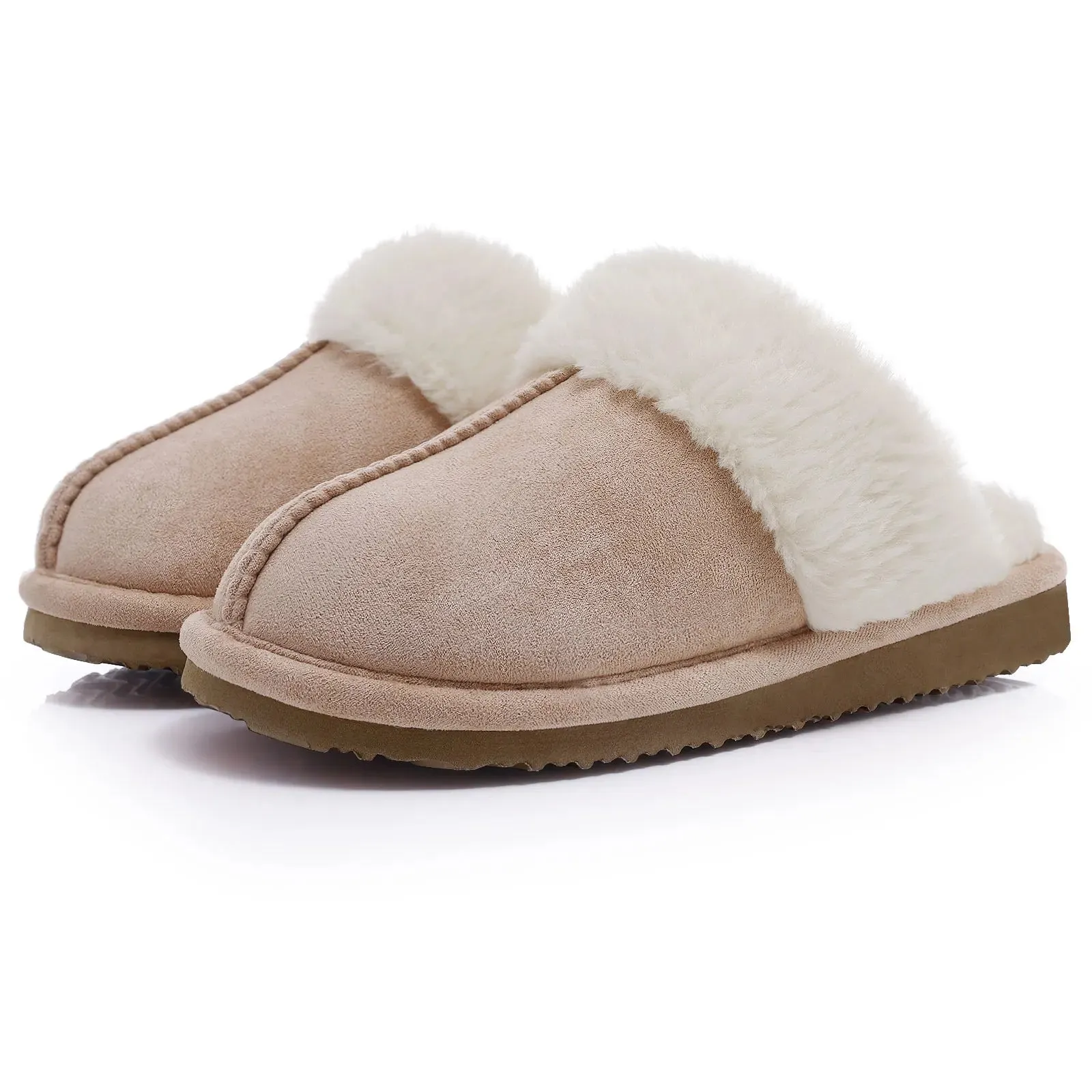 Litfun Winter Fur Slippers Women Men 2023 Home Suede Mules Short Plush Slippers New Fashion Indoor Warm Cozy Fuzzy Flats Slides