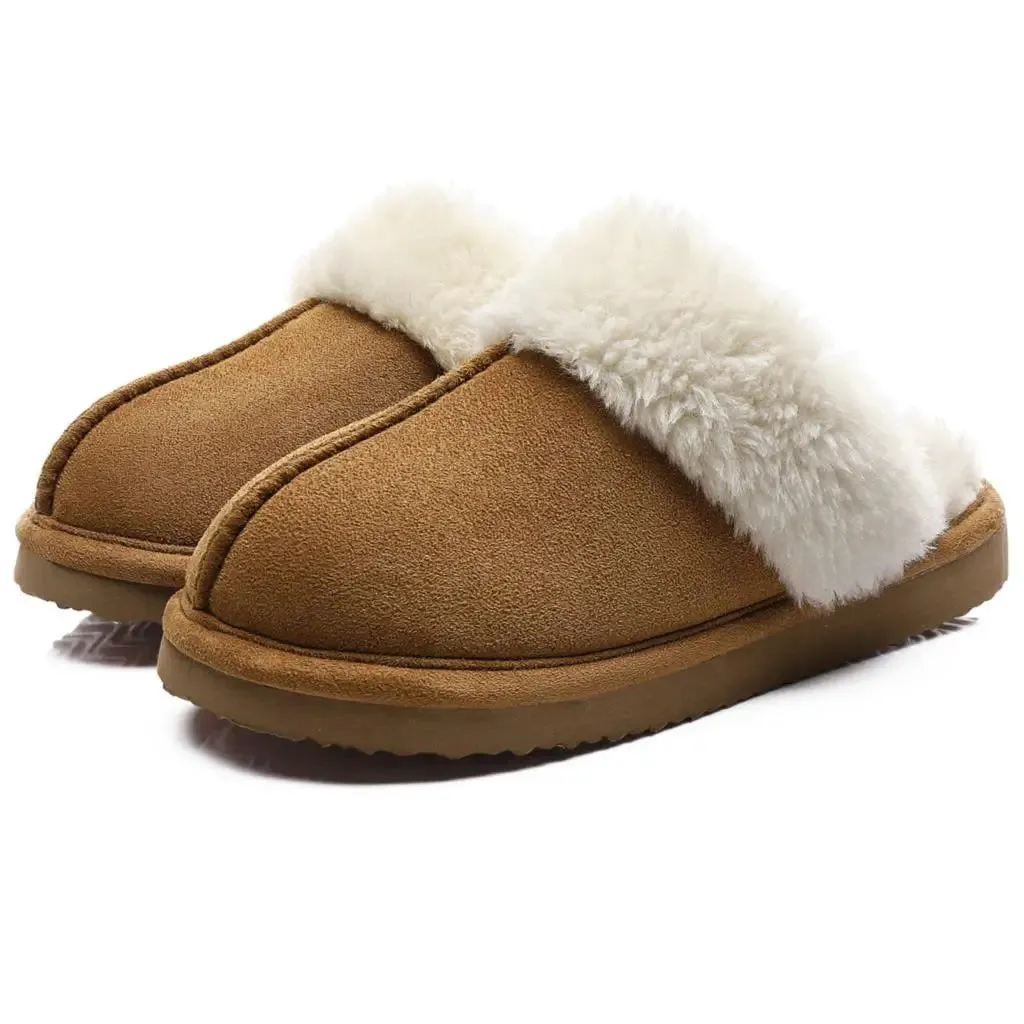 Litfun Winter Fur Slippers Women Men 2023 Home Suede Mules Short Plush Slippers New Fashion Indoor Warm Cozy Fuzzy Flats Slides