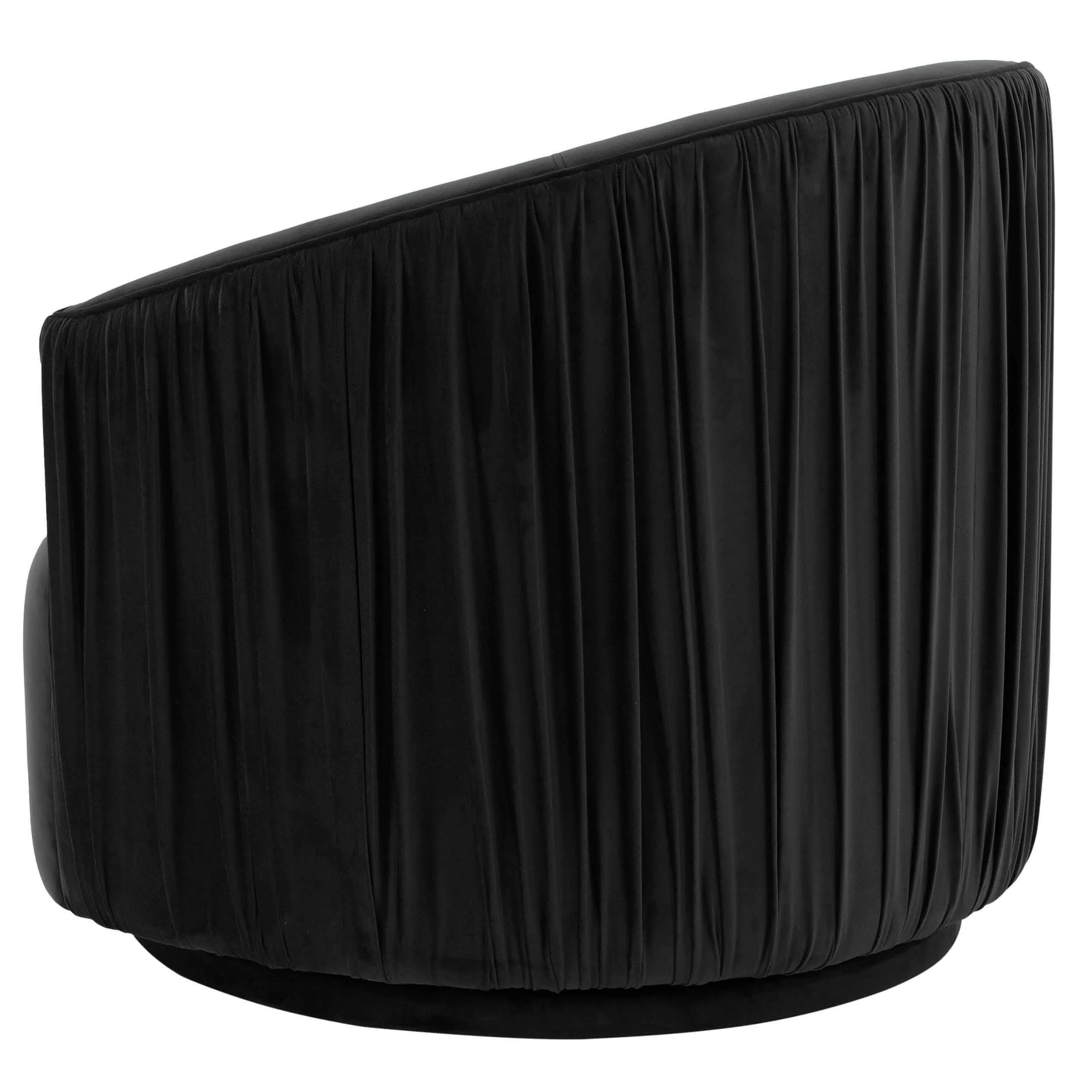 London Pleated Swivel Chair, Black