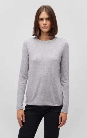 LONG SLEEVE CREW NECK T-SHIRT IN SNOW GREY MELANGE