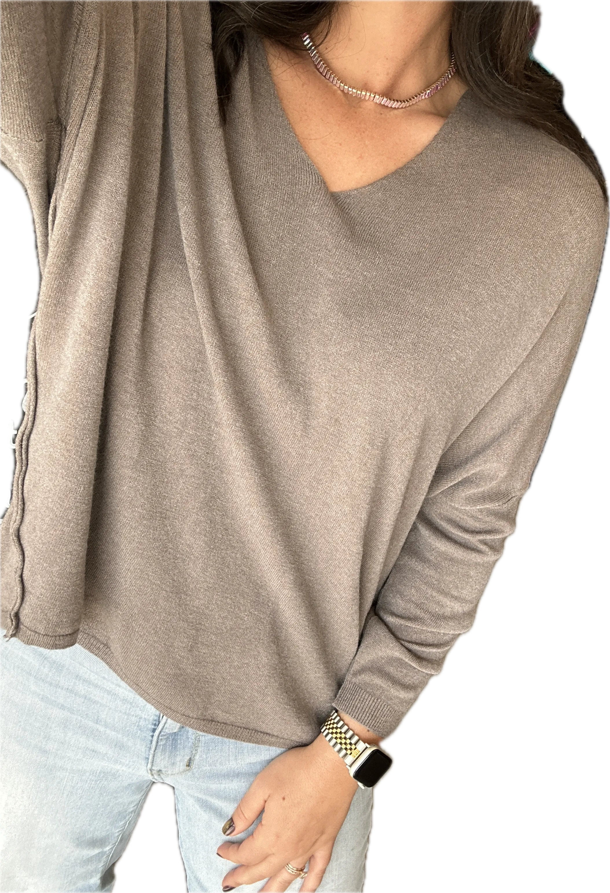 Made In Italy V-Neck High Low Sweater