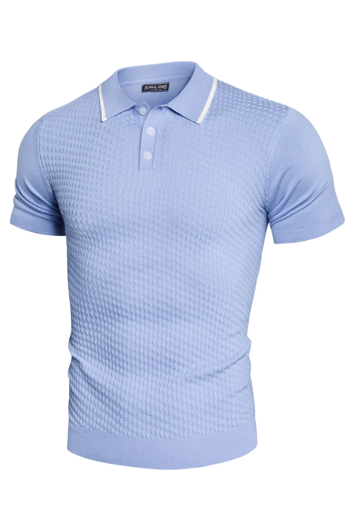 Men's Short Sleeve Knit Polo Shirts Waffle Texture Knit Shirt