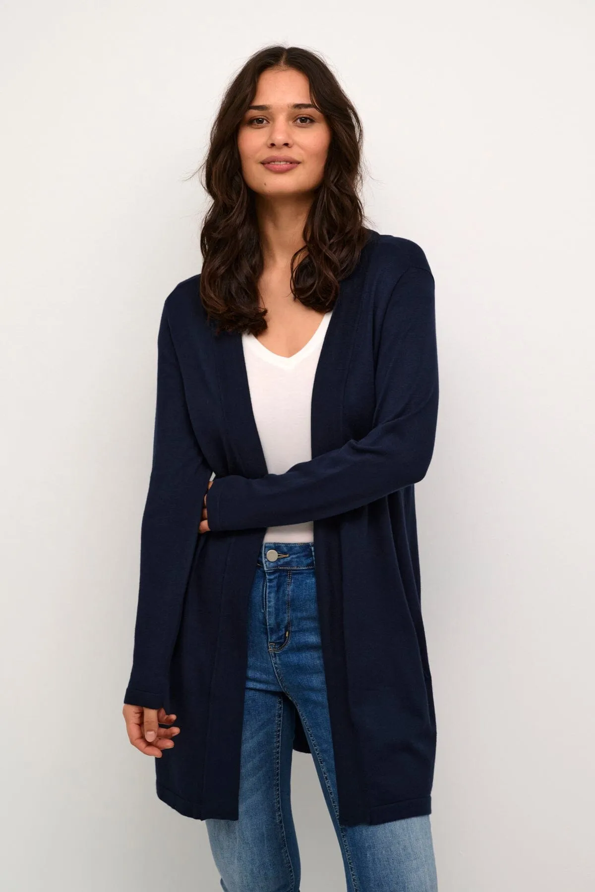 NAVY CARDIGAN WITH SIDE POCKETS