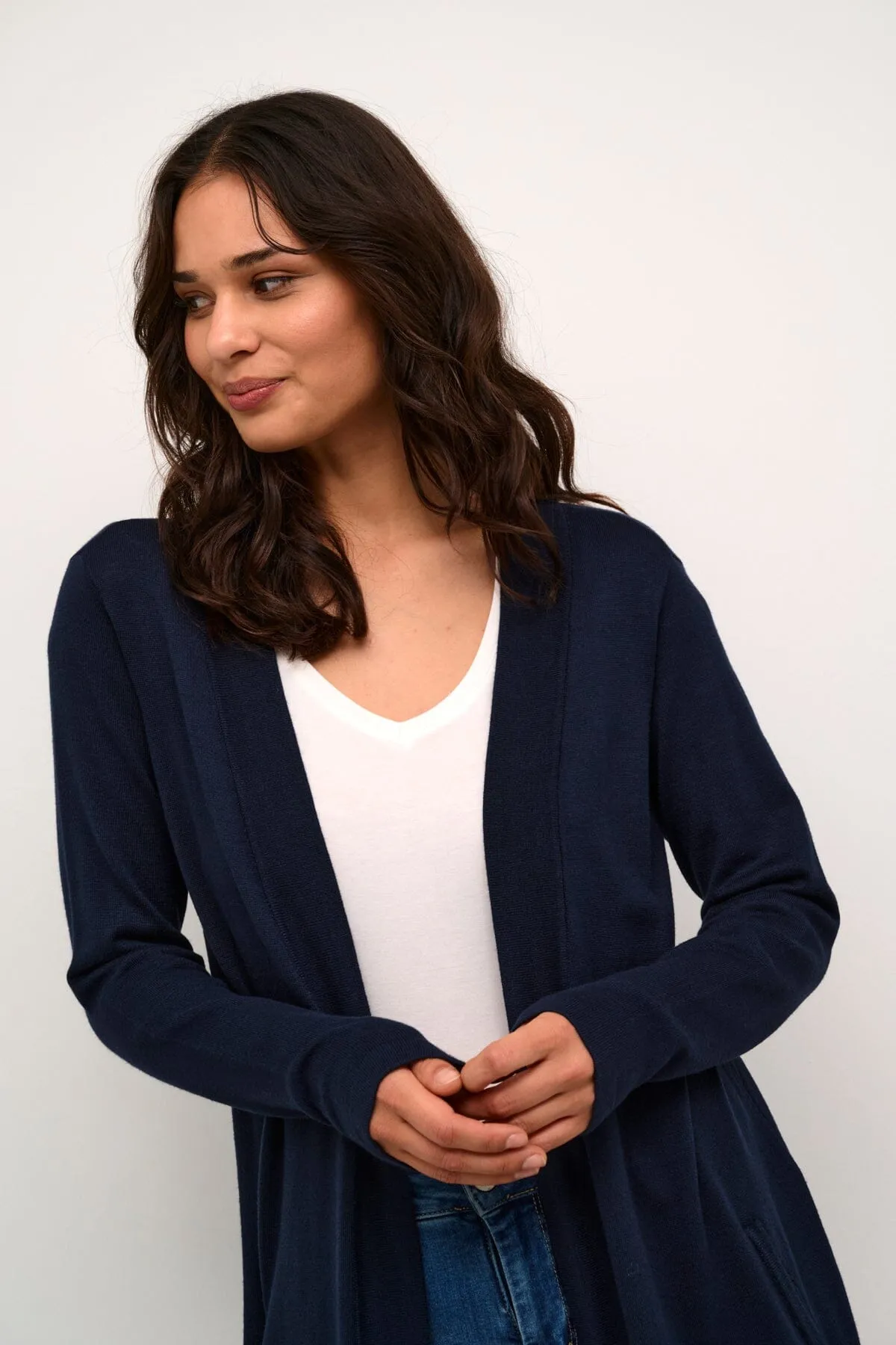 NAVY CARDIGAN WITH SIDE POCKETS