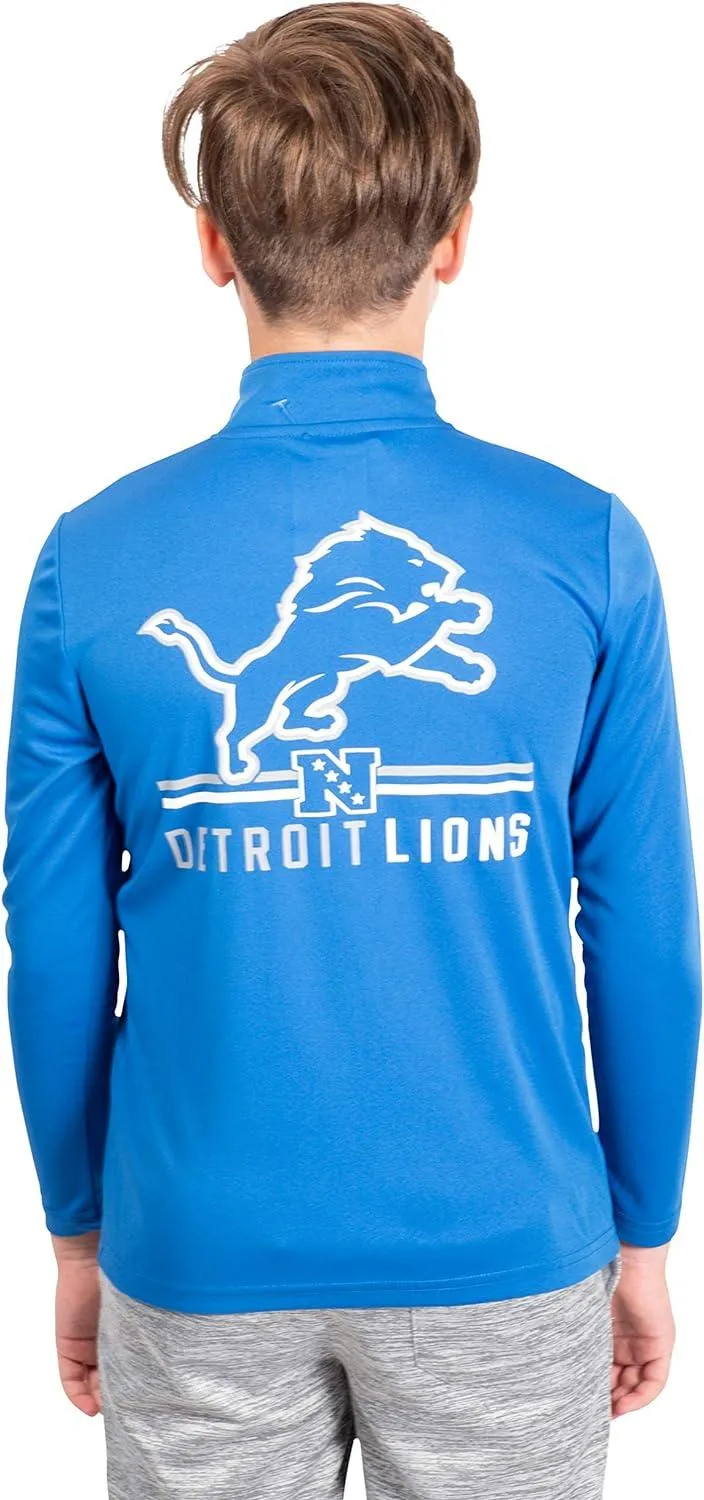 NFL Official Youth Super Soft Quarter Zip Long Sleeve T-Shirt|Detroit Lions