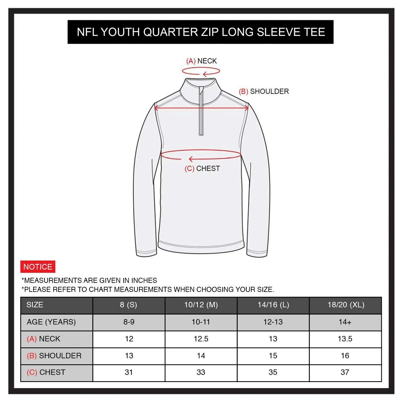 NFL Official Youth Super Soft Quarter Zip Long Sleeve T-Shirt|Detroit Lions