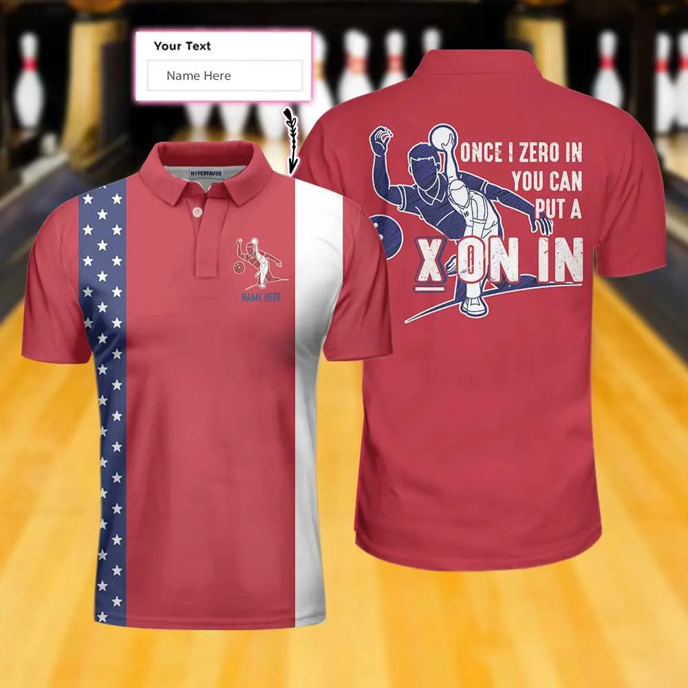 Once I Zero In You Can Put A X On In Retro Style Custom Polo Shirt, American Flag Bowling Shirt For Men Coolspod