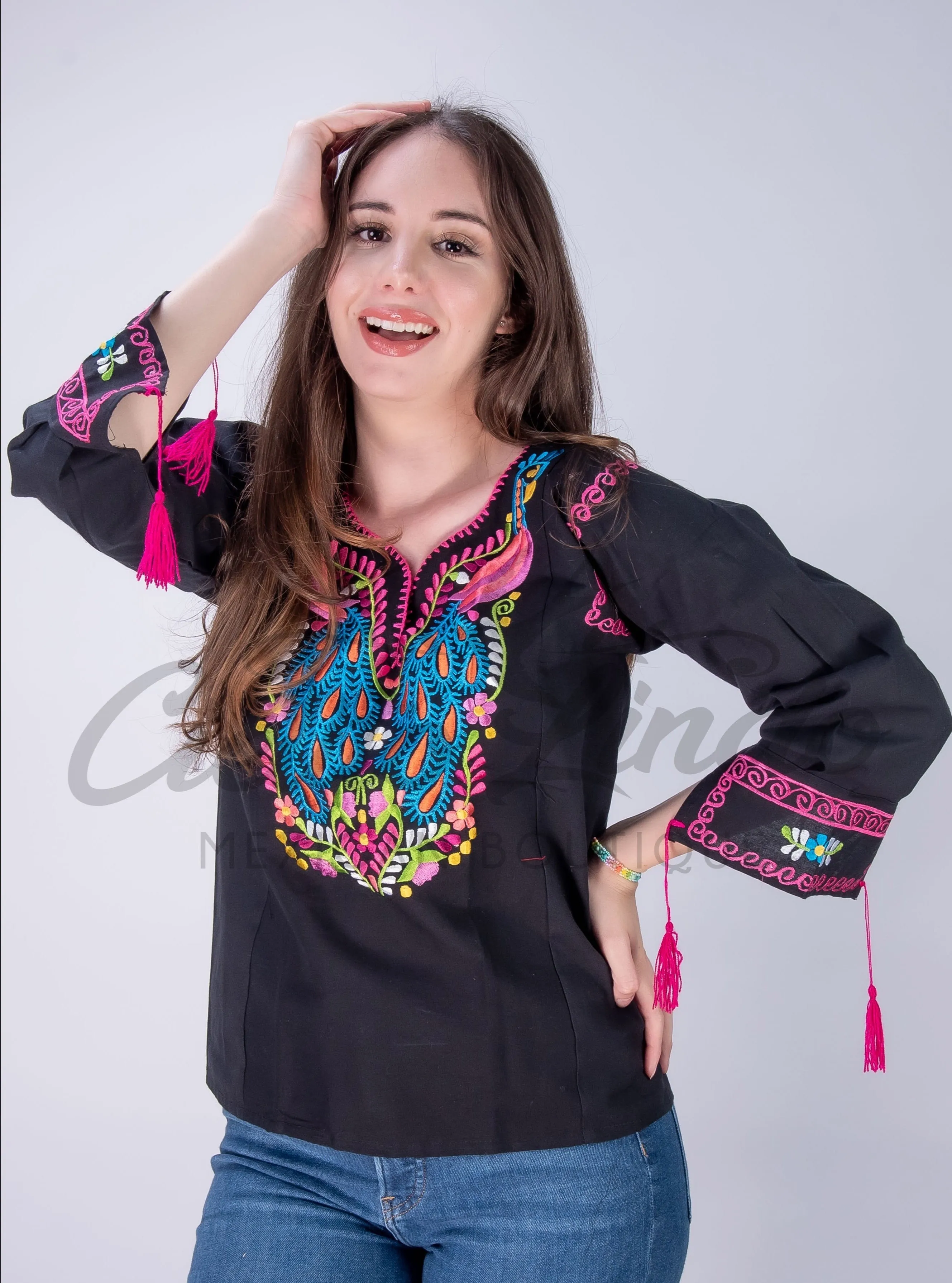 Peacock Blouse Black