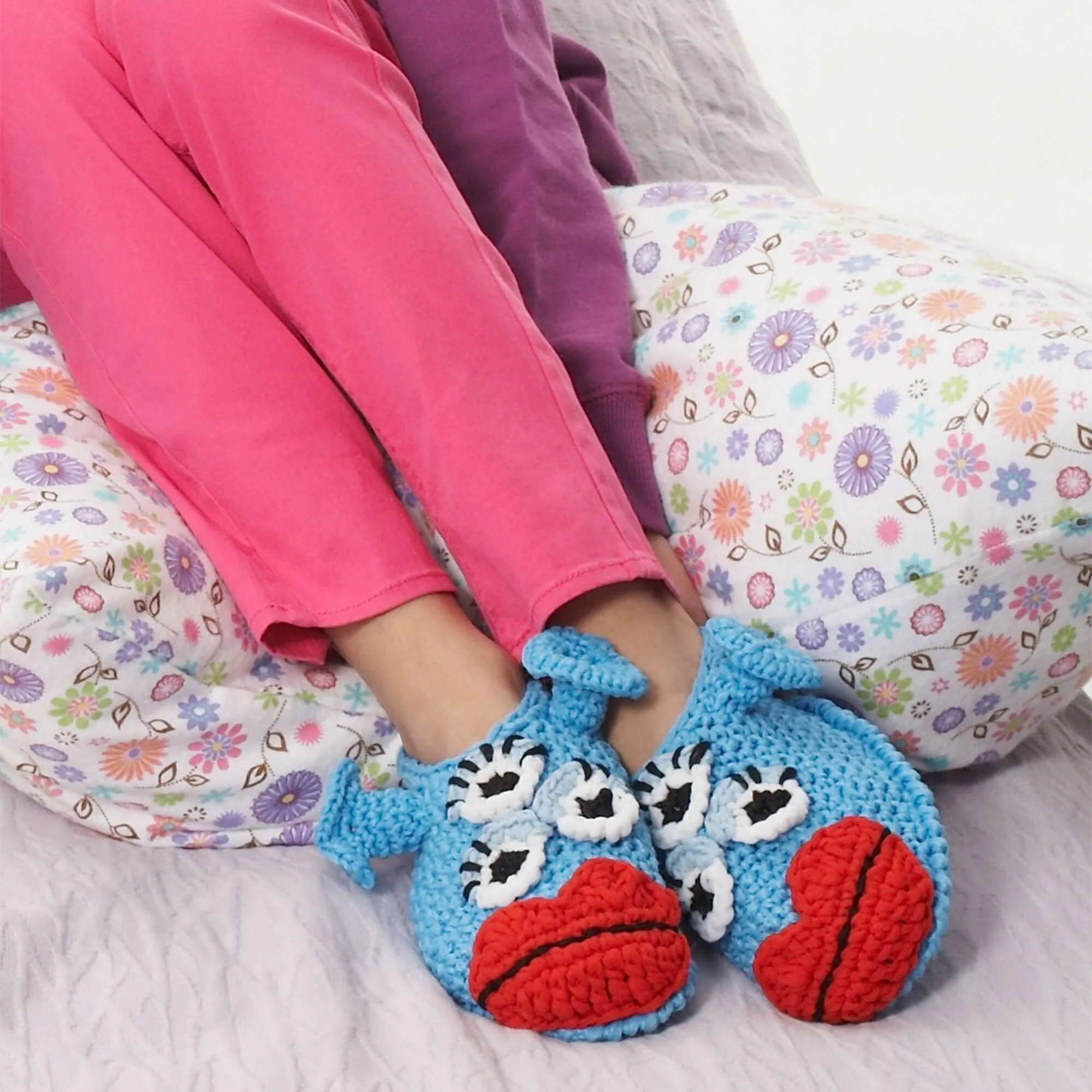 Phentex Crochet Blue Meanie Monster Slippers